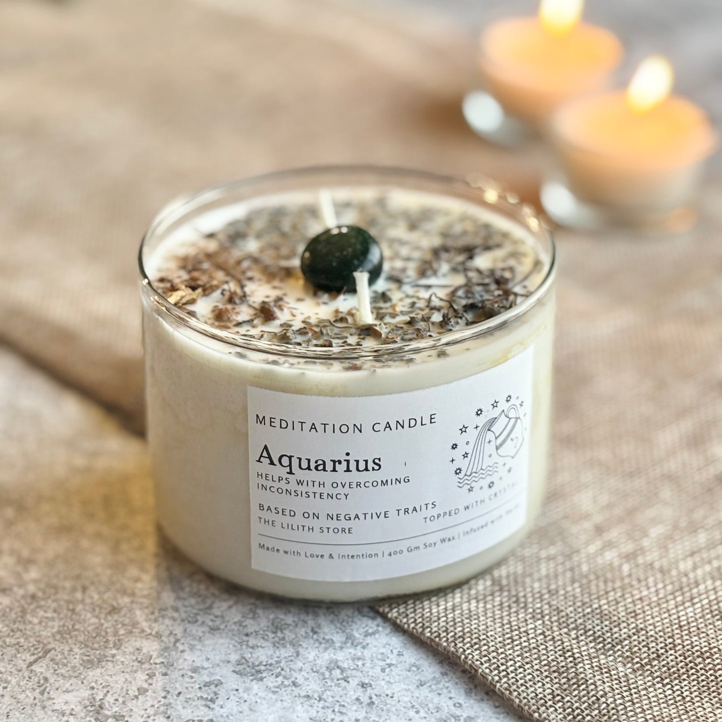 Aquarius Zodiac Soy Intention Candle | 400 Gm