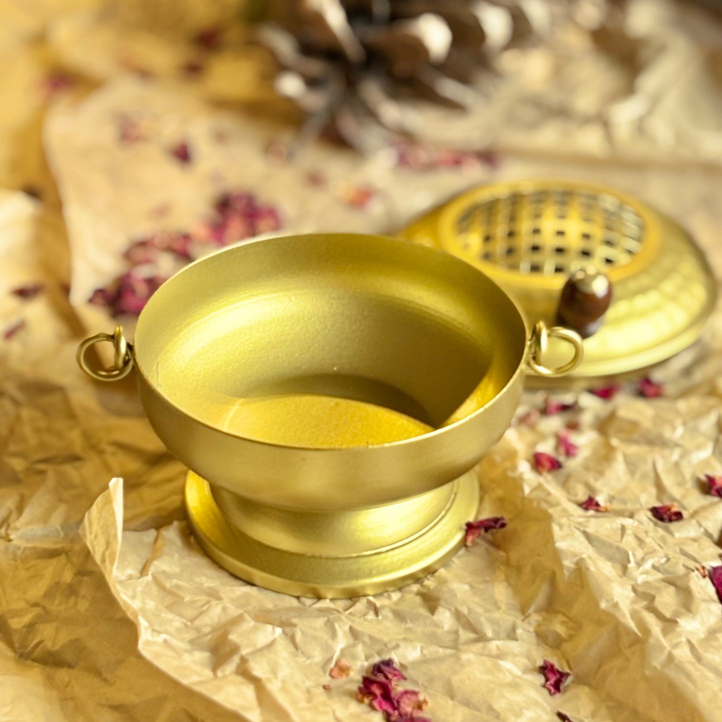 Cast Iron Gold finish Incense Burner / Holder