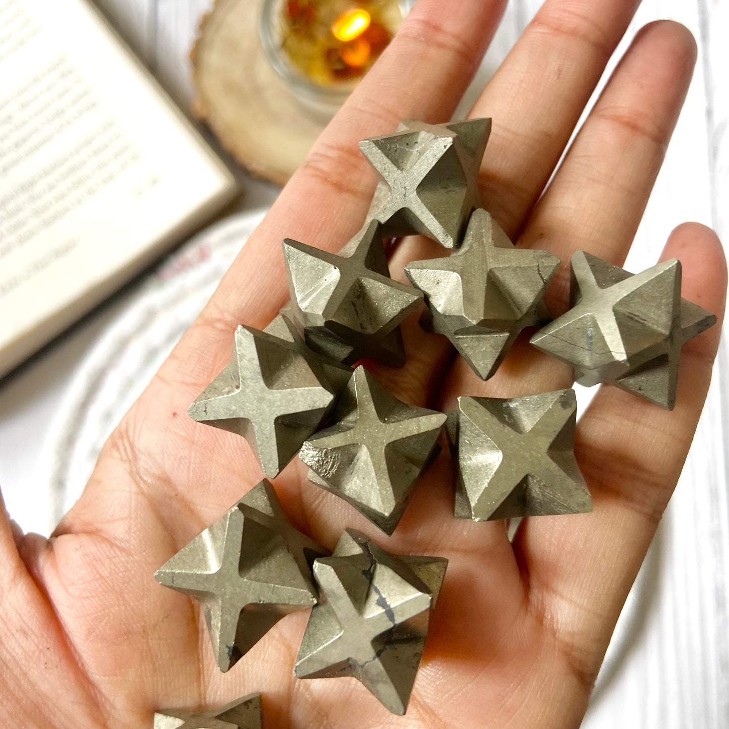 Pyrite Merkaba Crystal Carving | Stone for financial abundance