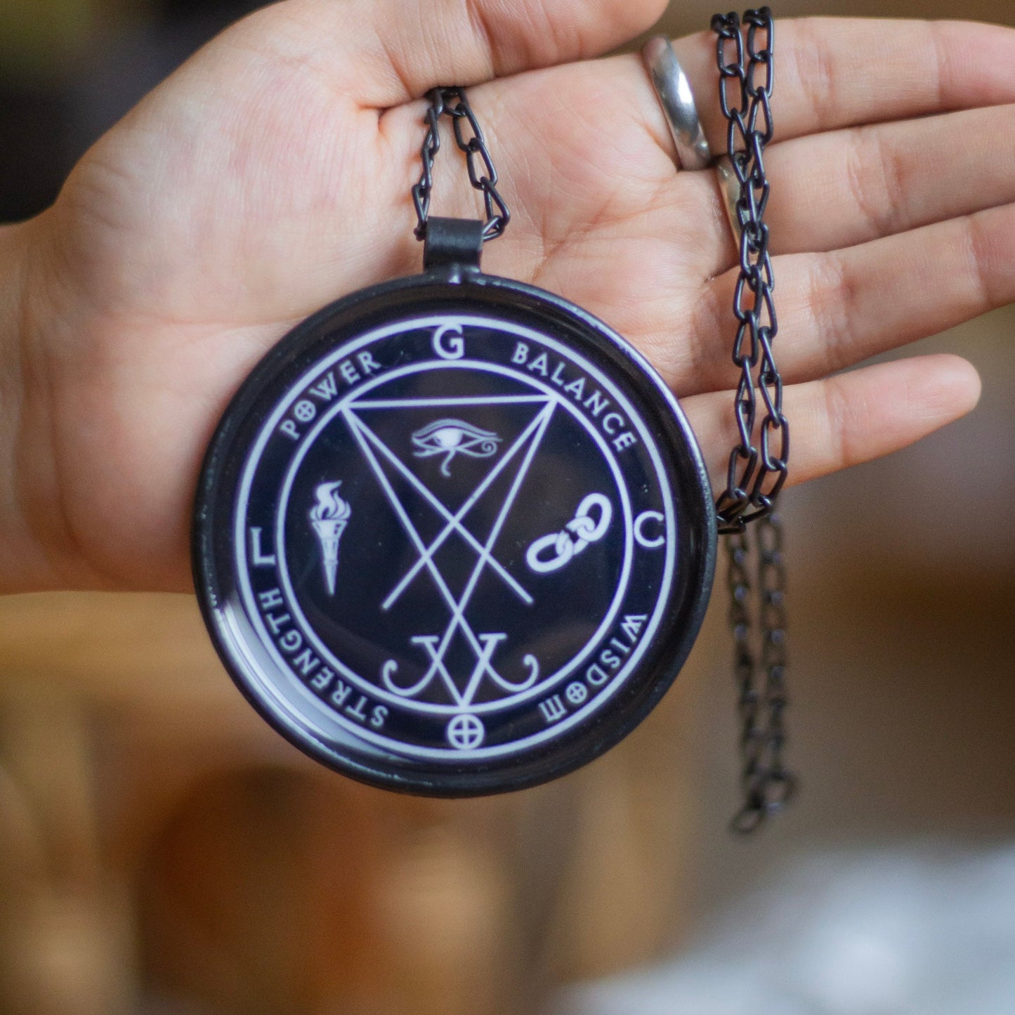 Lucifer Sigil Print Pendant with Chain