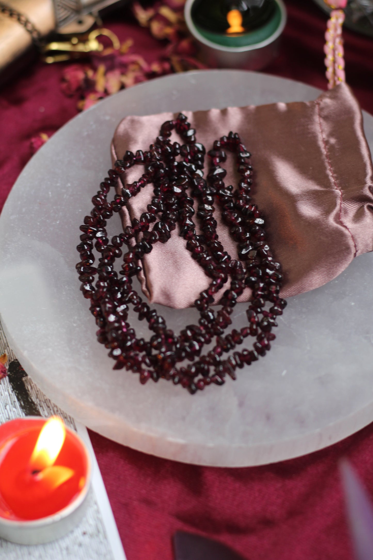 Garnet Crystal Chips String (Mala) - 1 Piece