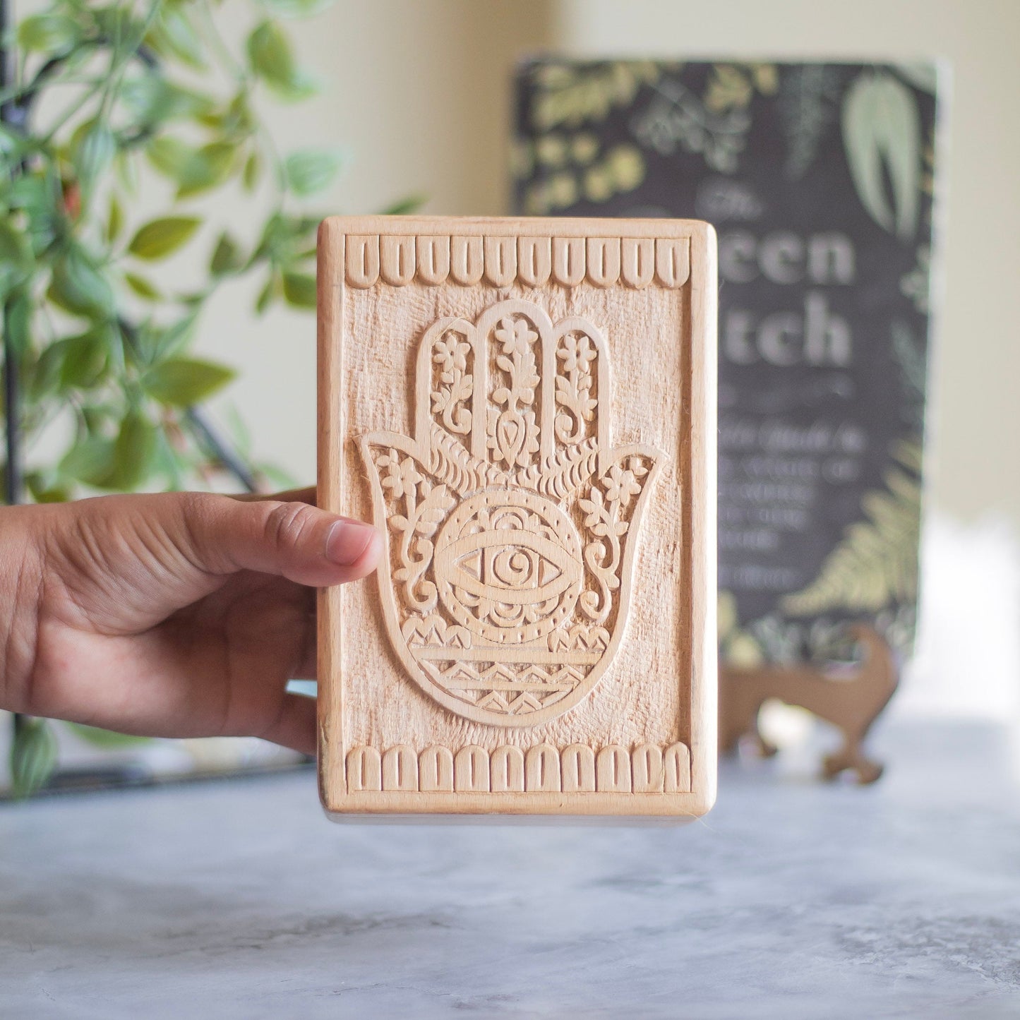 Hamsa Carved wooden Box