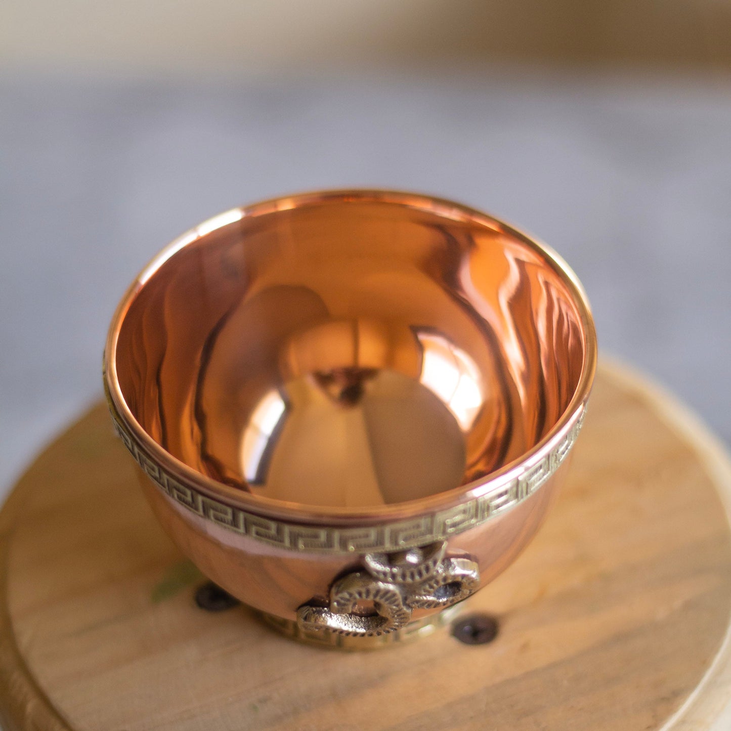 Small Om Carved Copper Offerinf Bowl