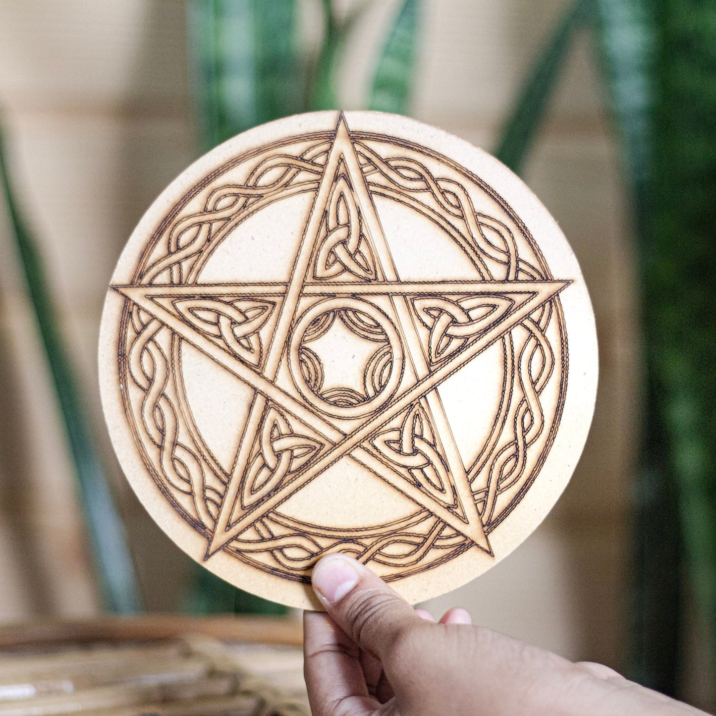 Pentacle & Celtic carved Altar Tile