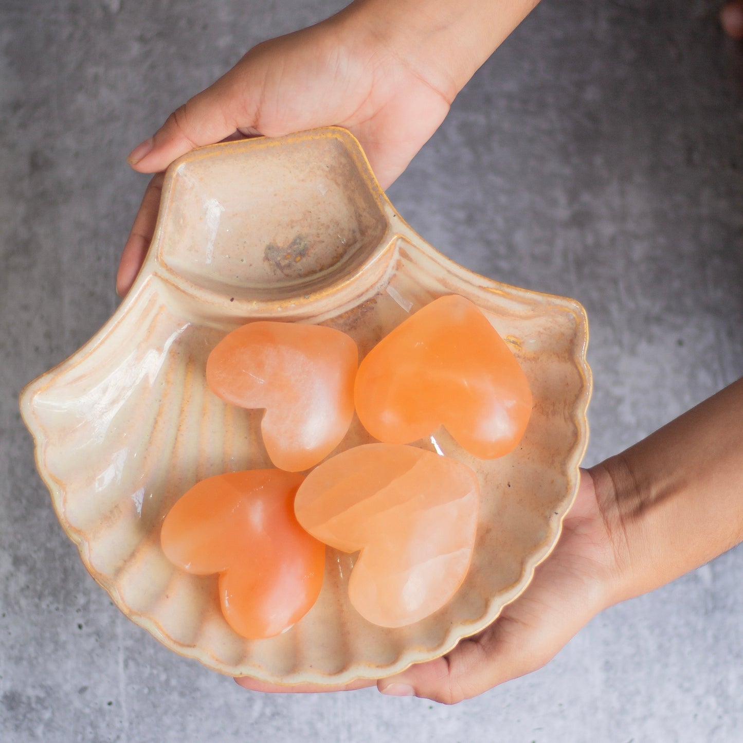 Medium Size Orange Selenite Heart