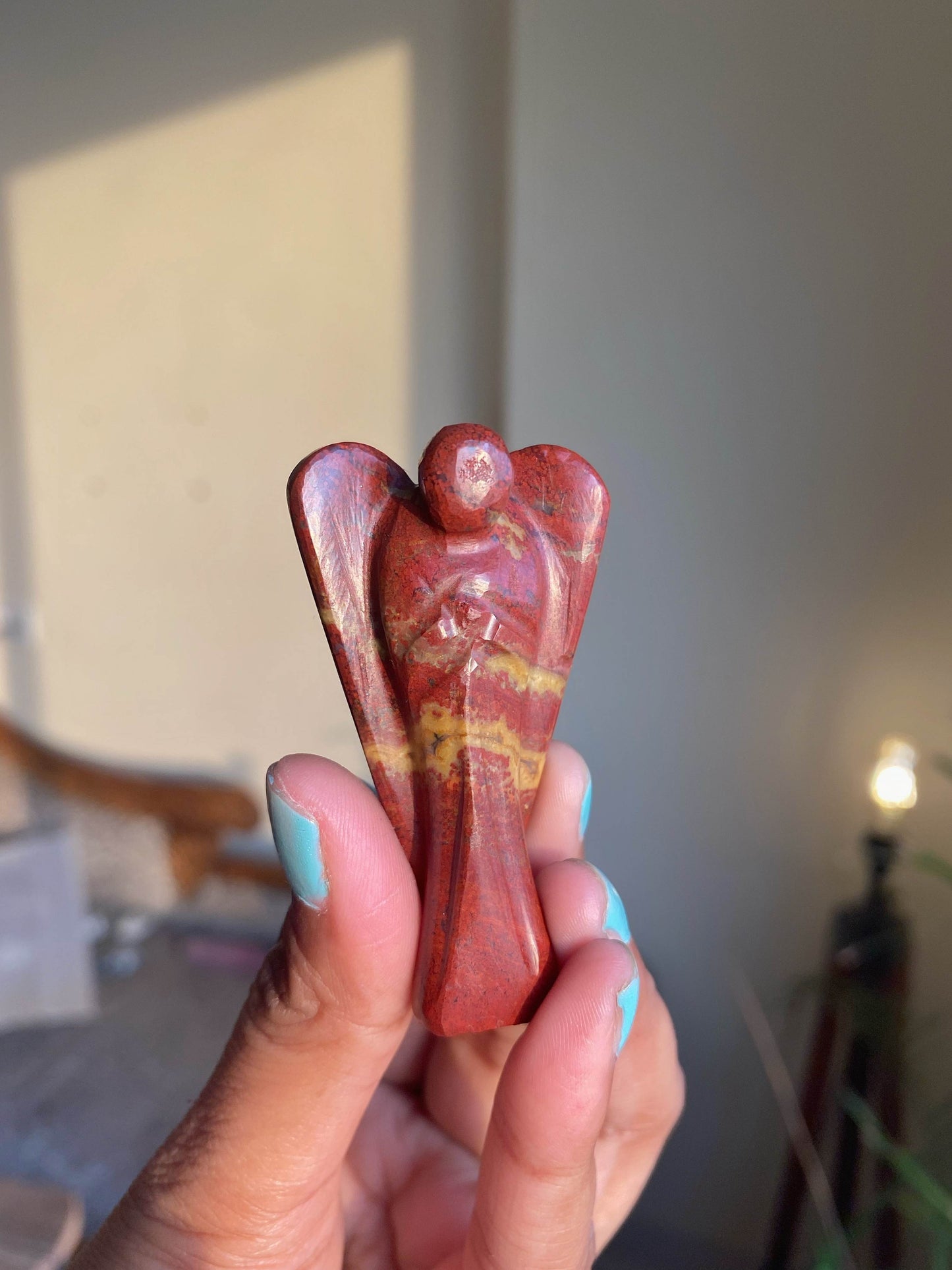 Red Jasper Angel Carving
