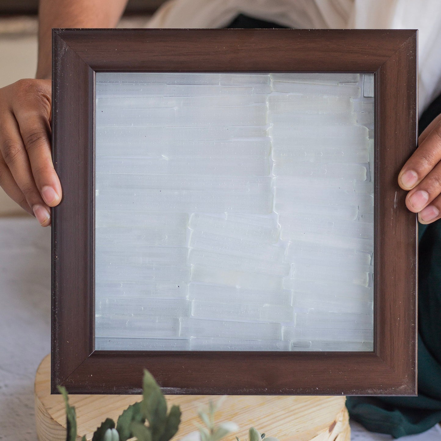Selenite Crystals in Wooden Frame | Altarware | Altar Decor