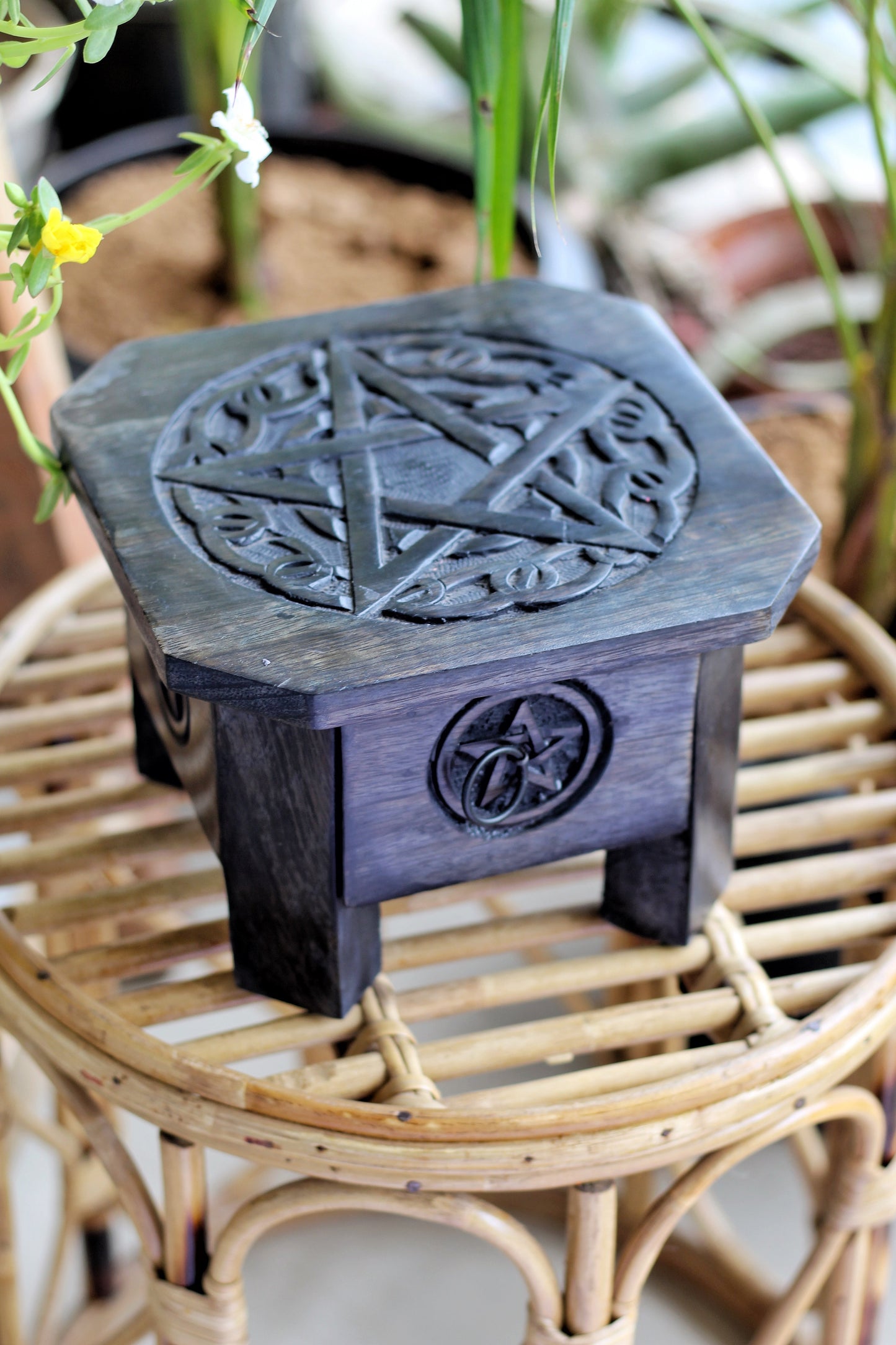 Altar Table with Carved Pentacle