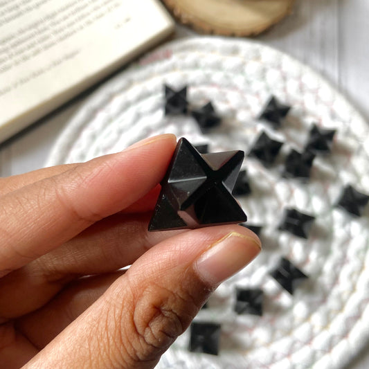 Black Tourmaline Merkaba Crystal carving | Stone of Protection