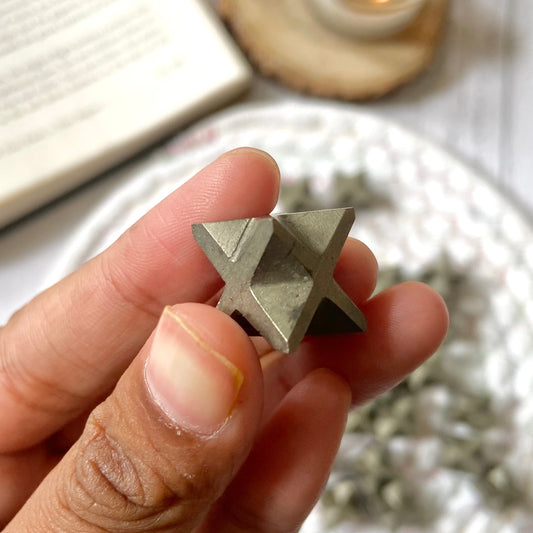 Pyrite Merkaba Crystal Carving | Stone for financial abundance