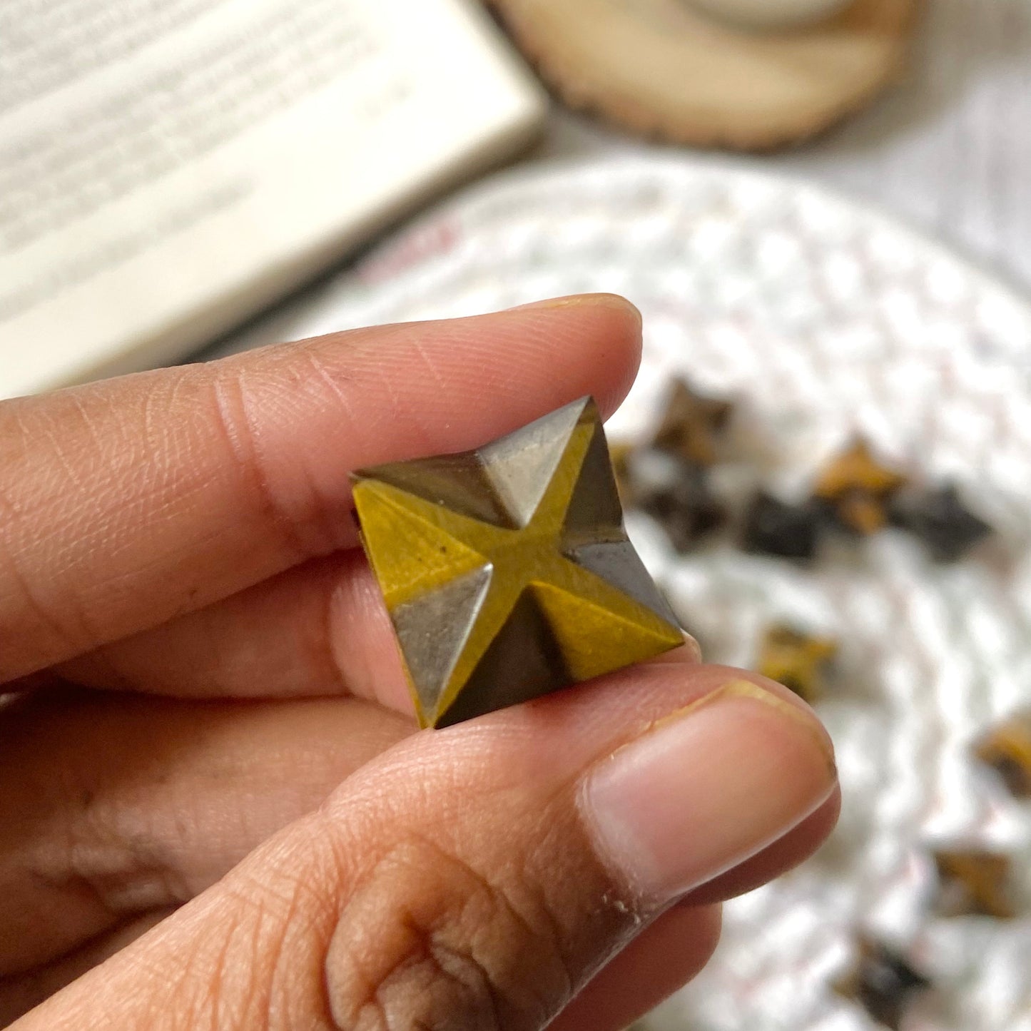 Tiger's eye Merkaba Crystal Carving | Wealth & Fortune