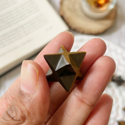 Tiger's eye Merkaba Crystal Carving | Wealth & Fortune