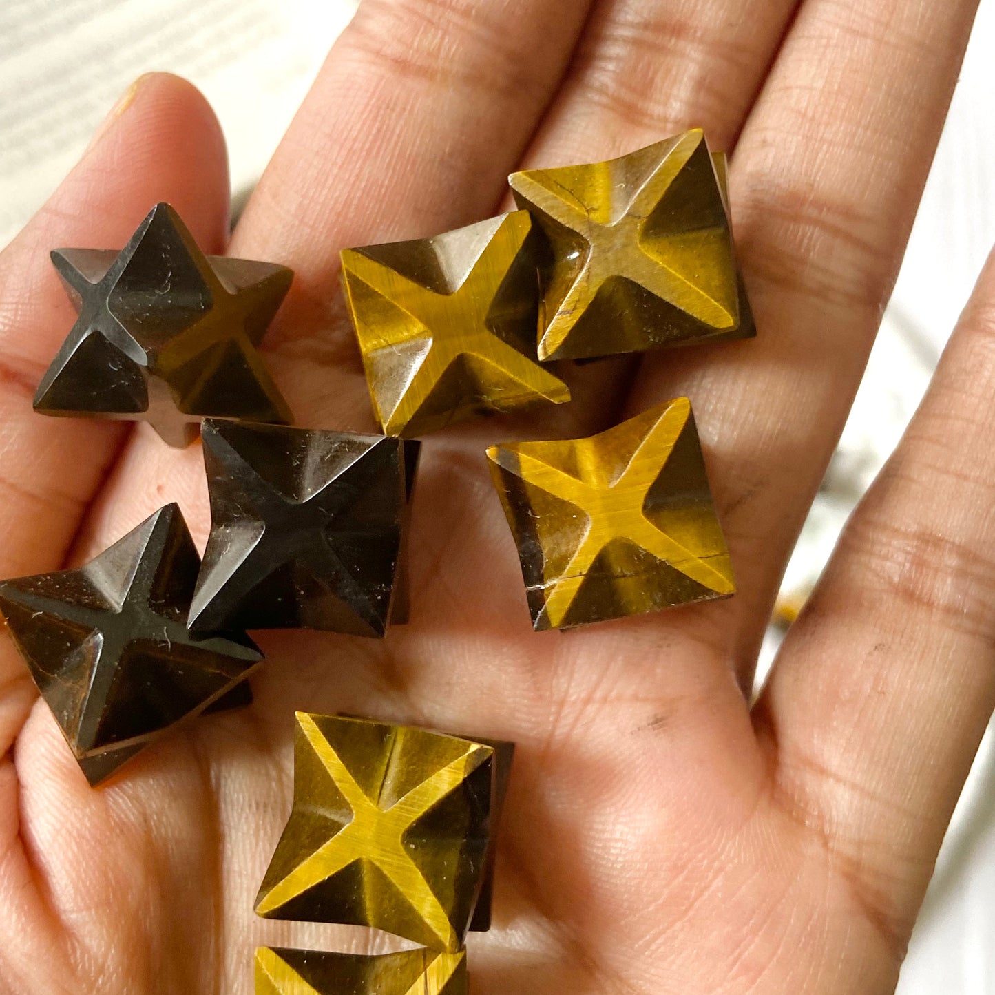 Tiger's eye Merkaba Crystal Carving | Wealth & Fortune