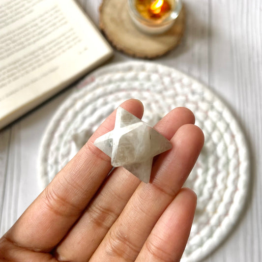 Rainbow Moonstone Merkaba Crystal Carving | Cultivates Compassion & empathy