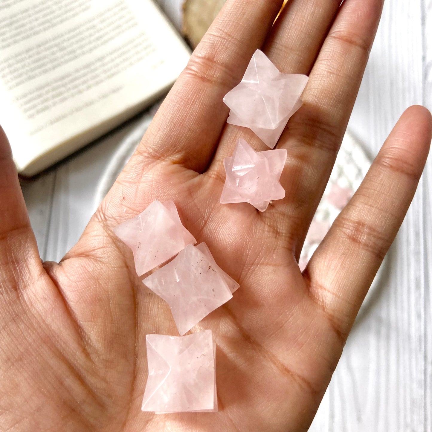 Rose Quartz Merkaba Crystal Carving | Stone for Love & Self Love