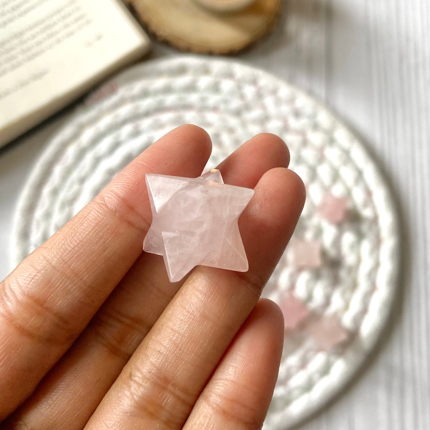 Rose Quartz Merkaba Crystal Carving | Stone for Love & Self Love