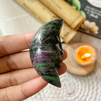 Zoisite Crescent Moon Crystal Carving  | Balances Physical & mental Health