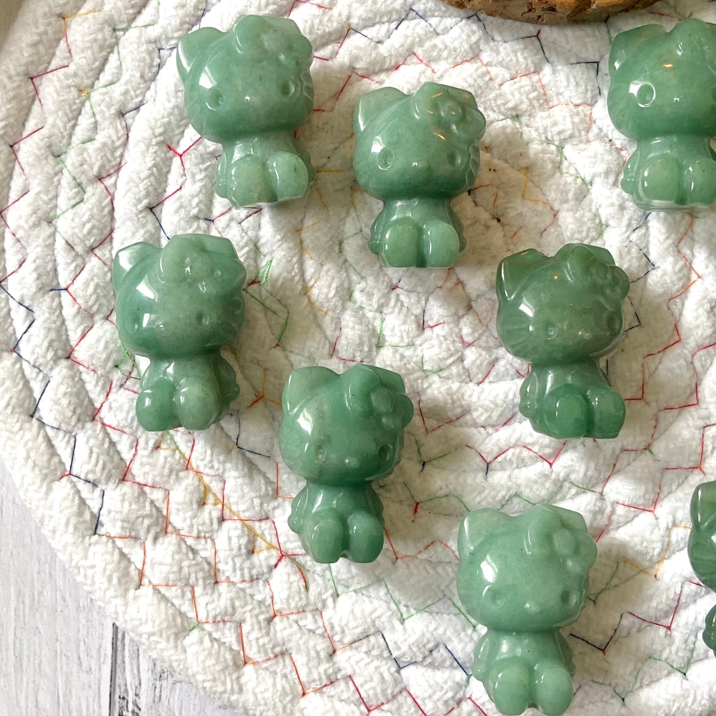 Green Aventurine Hello Kitty Carving | Stone of Abundance & Prosperity