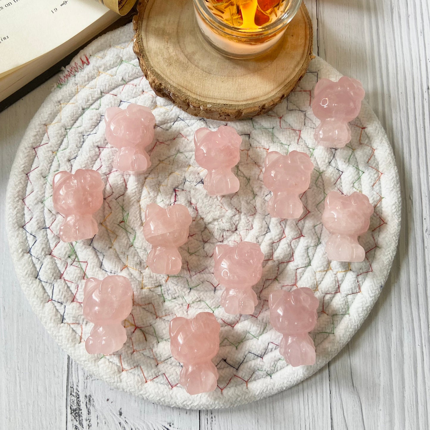 Rose Quartz Hello Kitty Crystal Carving | Stone of Love & Self Love