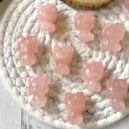 Rose Quartz Hello Kitty Crystal Carving | Stone of Love & Self Love