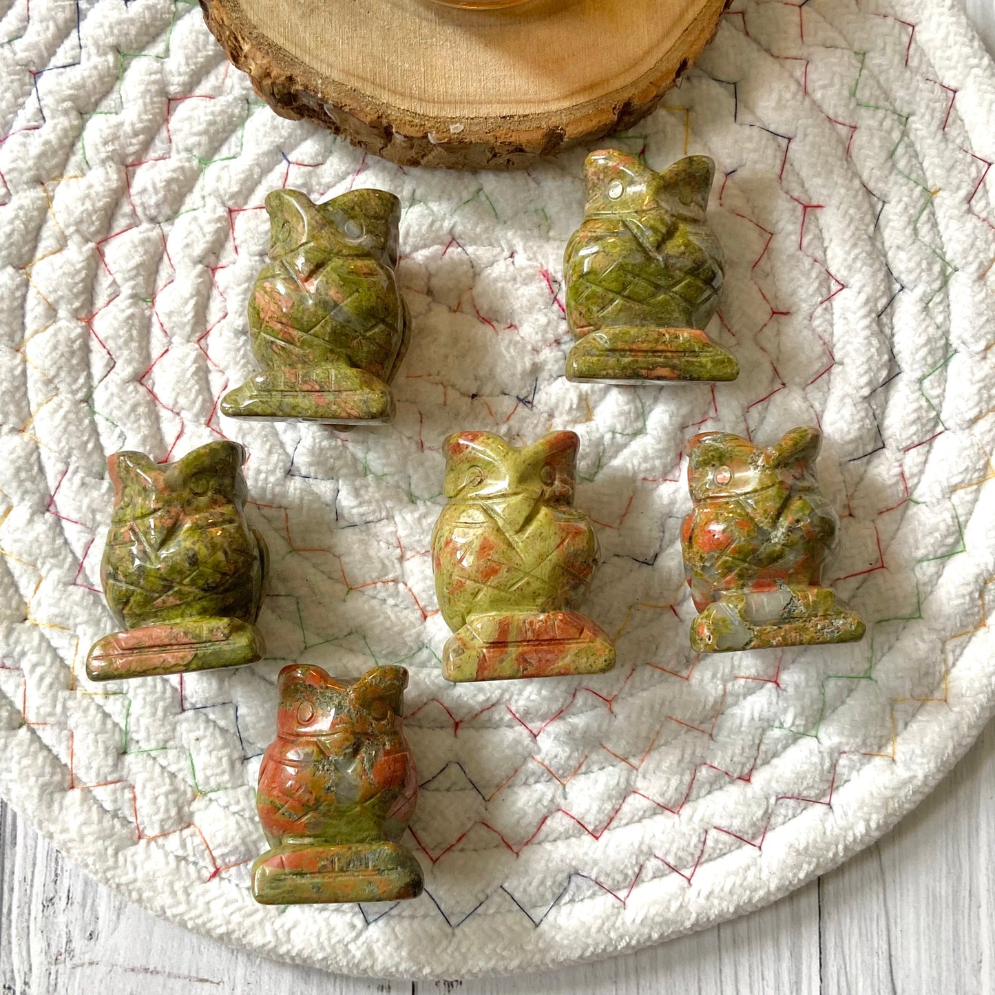 Unakite Owl Crystal Carving |  Helps in activating Third Eye Chakra