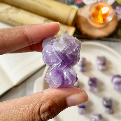 Chevron Amethyst Hello Kitty Crystal Carving |  Helps activating Third Eye & Psychic abilities