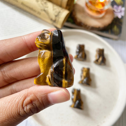 Tiger's eye Cat Crystal Carving | Wealth & Fortune