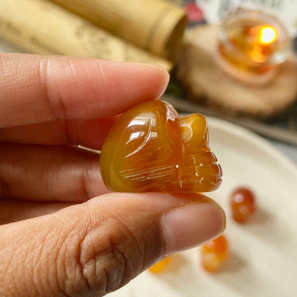 Orange Carnelian Skull Carving | Opportunities & Courage