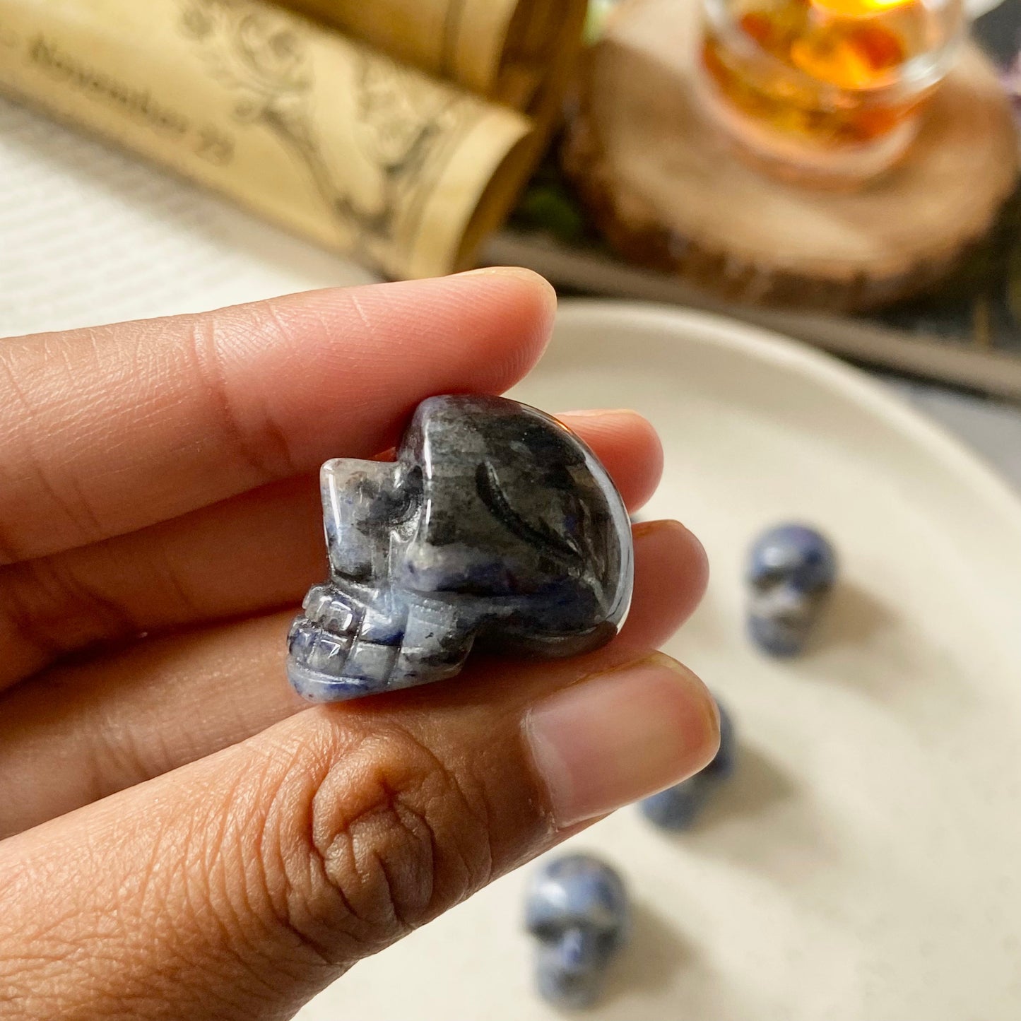 Sodalite Skull Crystal Carving | Stone for Emotional Balance