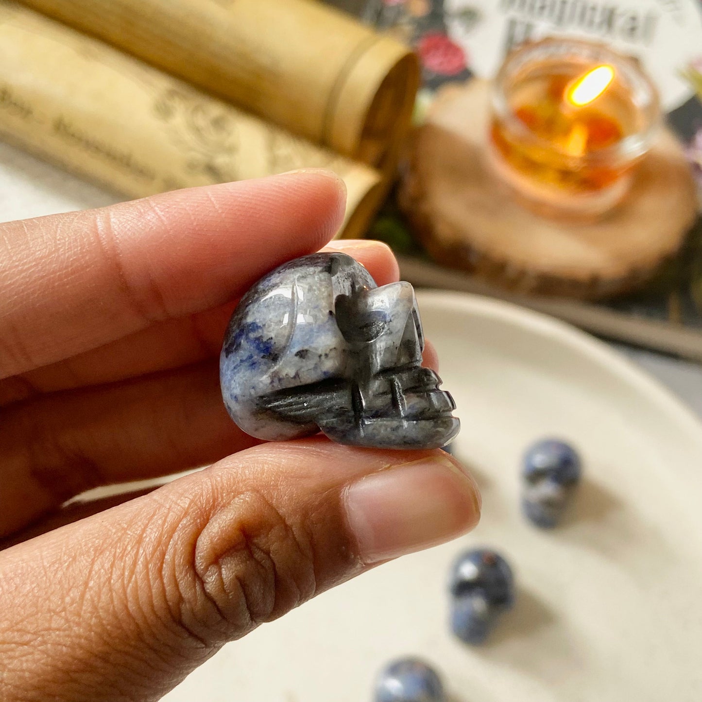 Sodalite Skull Crystal Carving | Stone for Emotional Balance