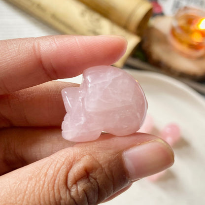 Rose Quartz Skull Crystal Carving | Stone of Love & Self Love