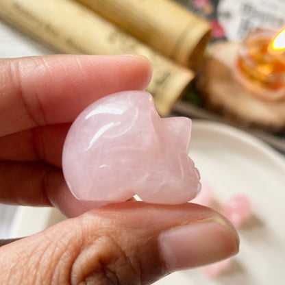 Rose Quartz Skull Crystal Carving | Stone of Love & Self Love