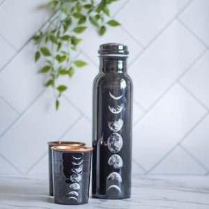 Moonphase Black Copper Bottle with 2 Copper Glass