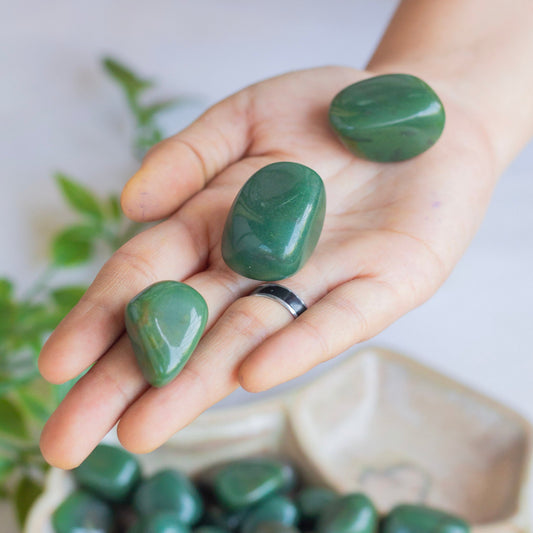 Green Jade Tumble Stone | Luck & Prosperity