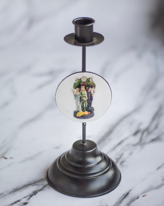 Triple Goddess Maiden, Mother & Crone Print Candle Holder | Altarware