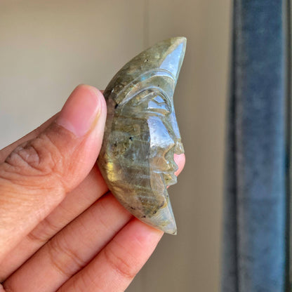 Labradorite Crescent Moon Carving