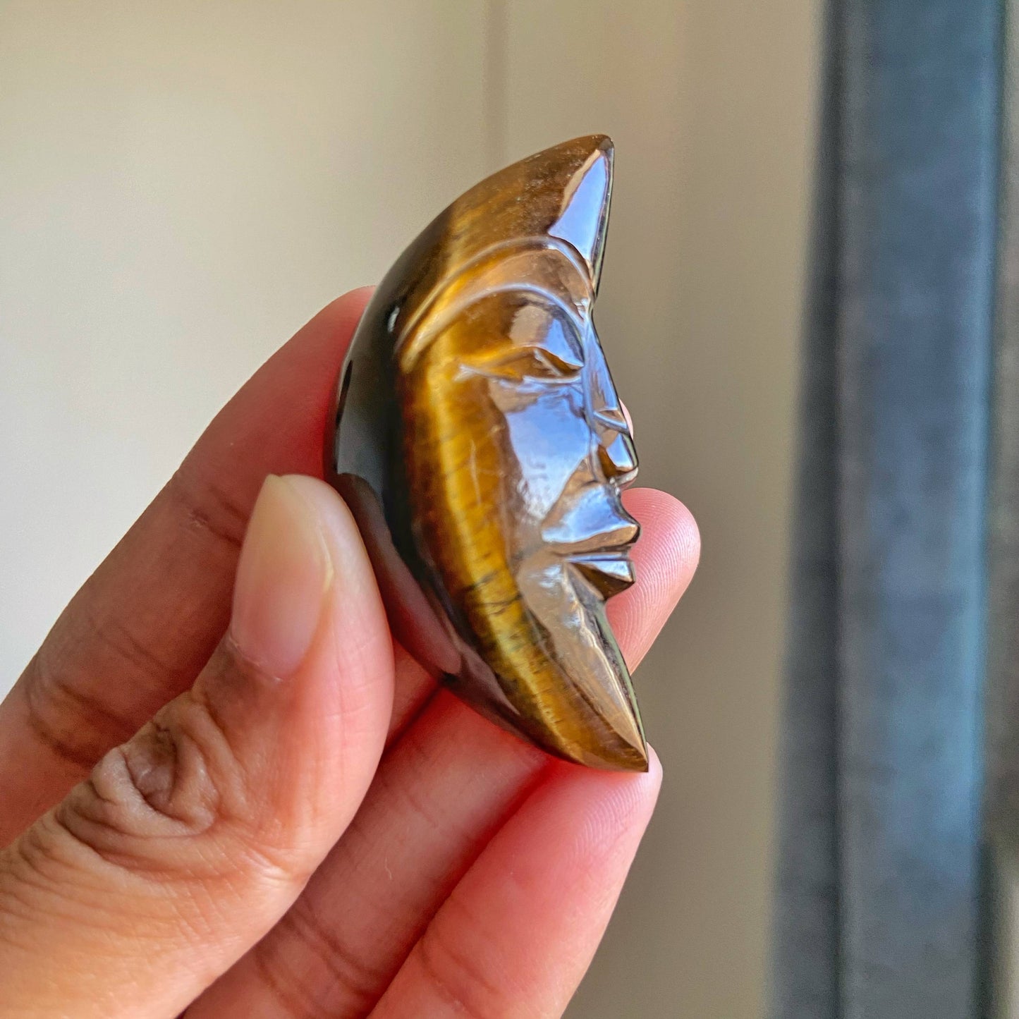 Tiger's Eye Crescent Moon Carving