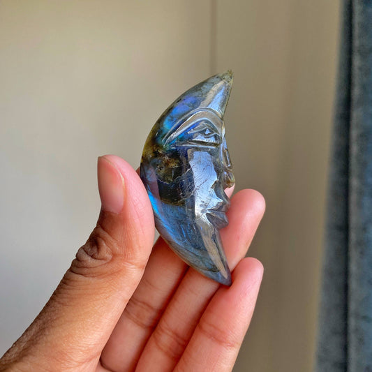 Labradorite Crescent Moon Carving