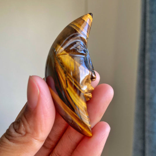 Tiger's Eye Crescent Moon Carving