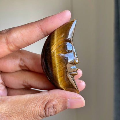 Tiger's Eye Crescent Moon Carving