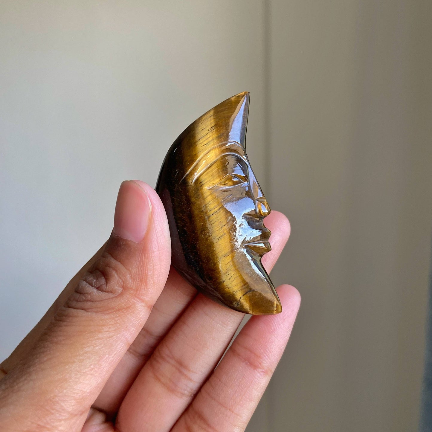 Tiger's Eye Crescent Moon Carving