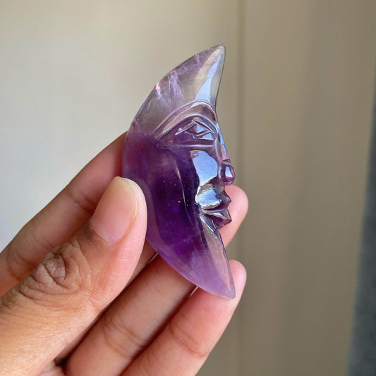 Amethyst Crescent Moon Crystal Carving