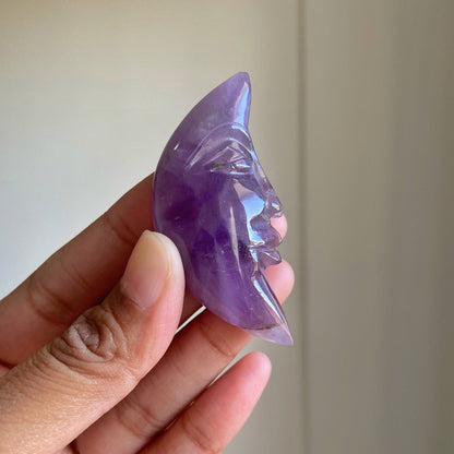 Amethyst Crescent Moon Crystal Carving