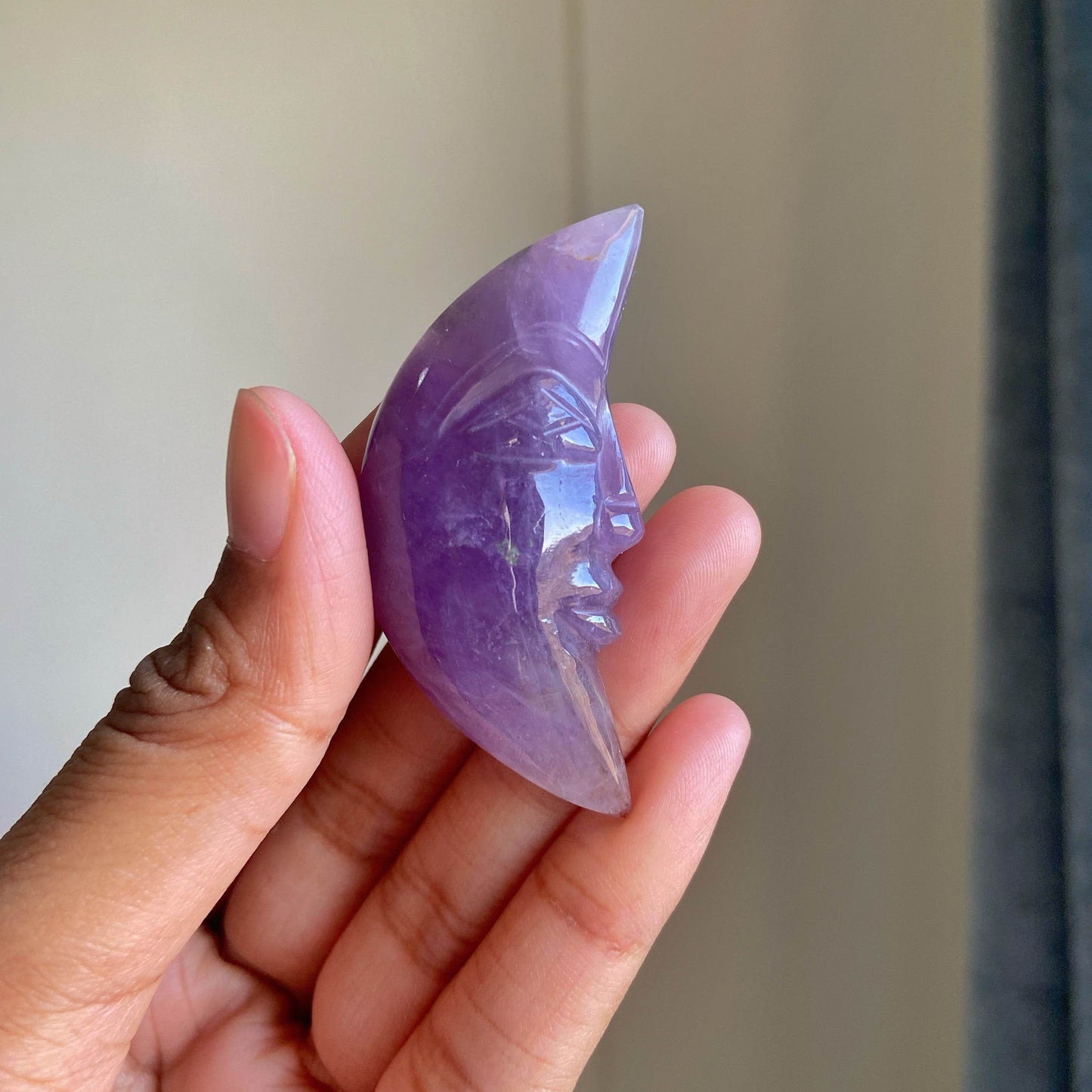 Amethyst Crescent Moon Crystal Carving