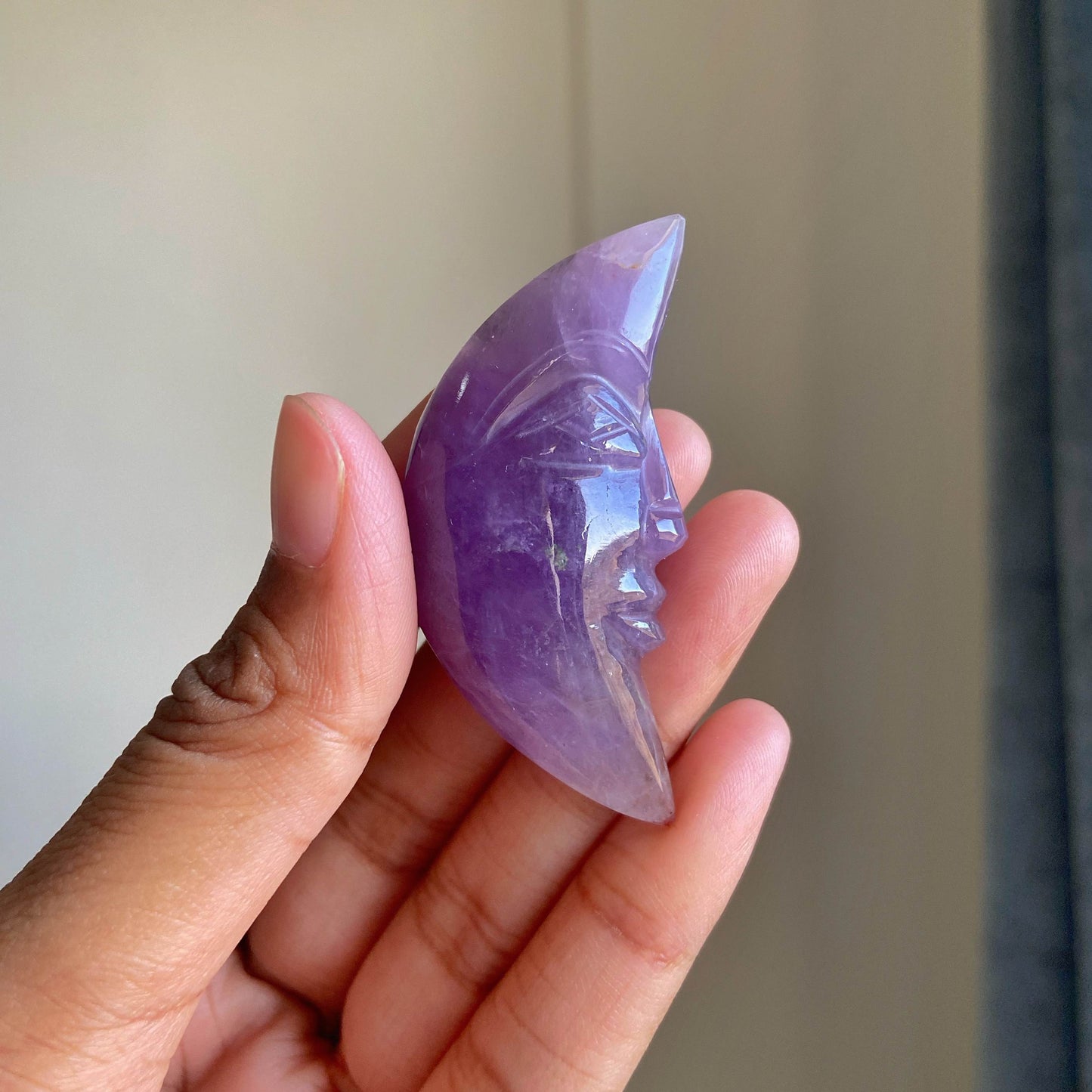 Amethyst Crescent Moon Crystal Carving