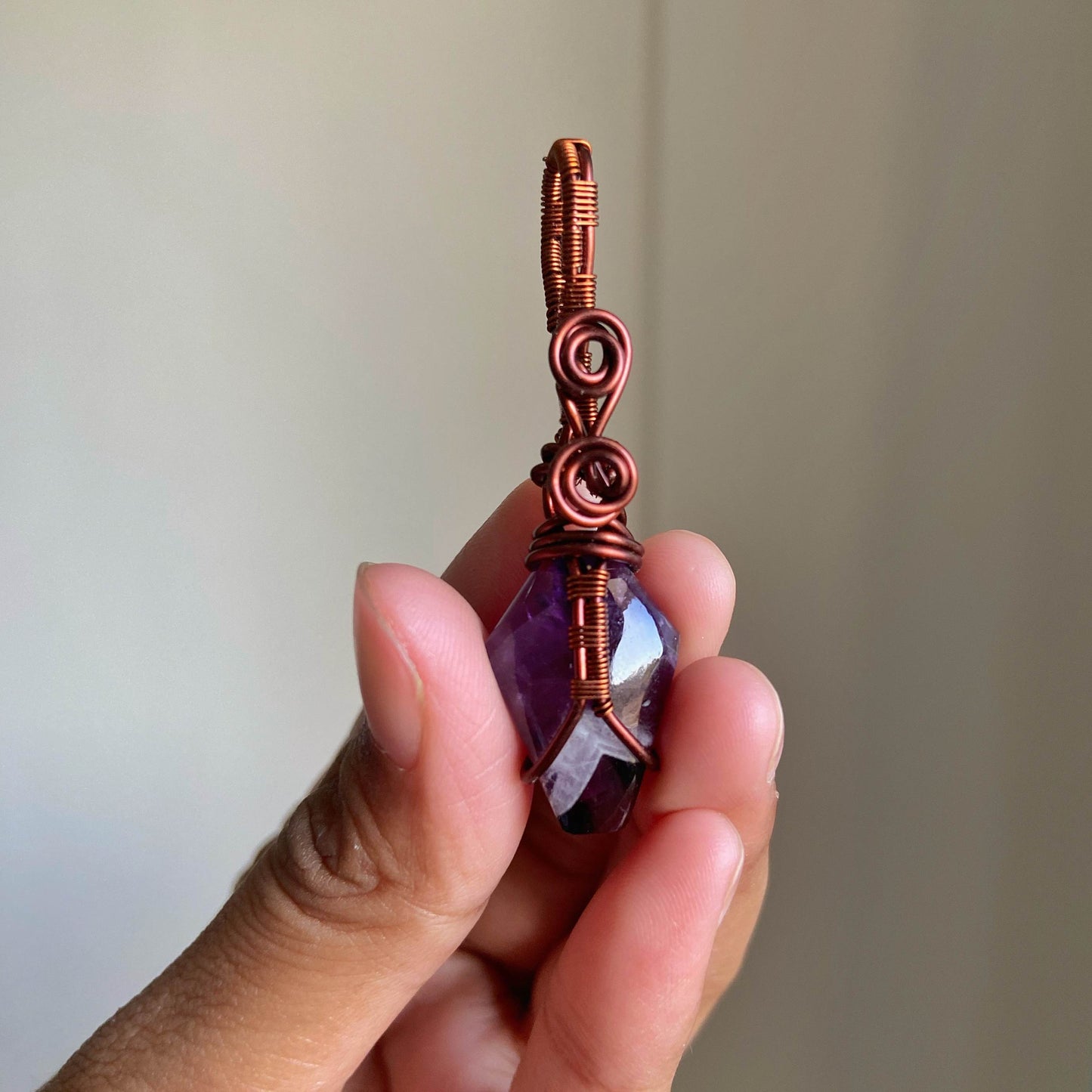 Amethyst Copper wire wrapped Pendant