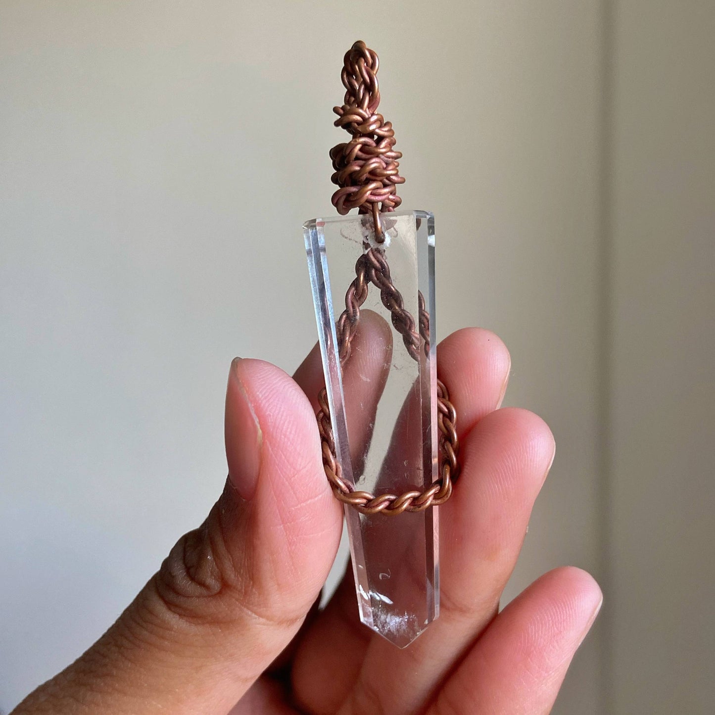 Clear Quartz Copper wire wrapped Pendant