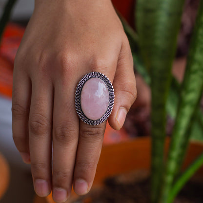 Rose Quartz Crystal Ring | Love & Self Love