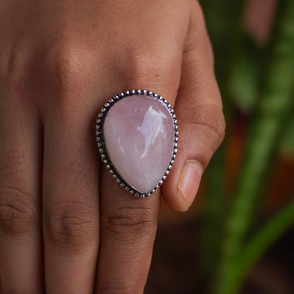 Rose Quartz Crystal Ring | Love & Self Love