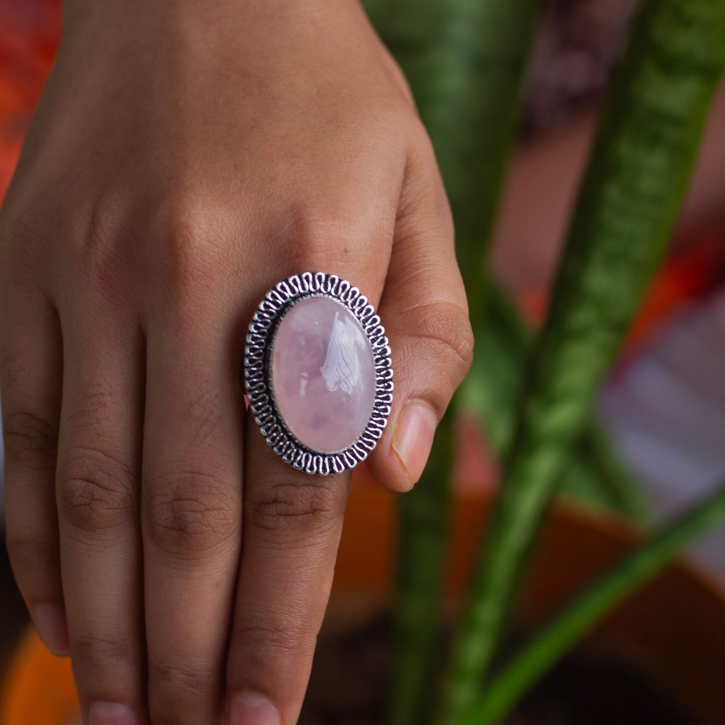 Rose Quartz Crystal Ring | Love & Self Love